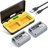 TAVT 2-Pack NP-FW50 1500mAh Battery & PD20W Fast Charger + SD Card Slots – Compatible with Sony ZV-E10, A6000 A6300 A6400 A6500, A7/A7R/A7S (I & II), NEX-3N/5/6/7, RX10 II-IV, A33, A35, A37, A55, A1