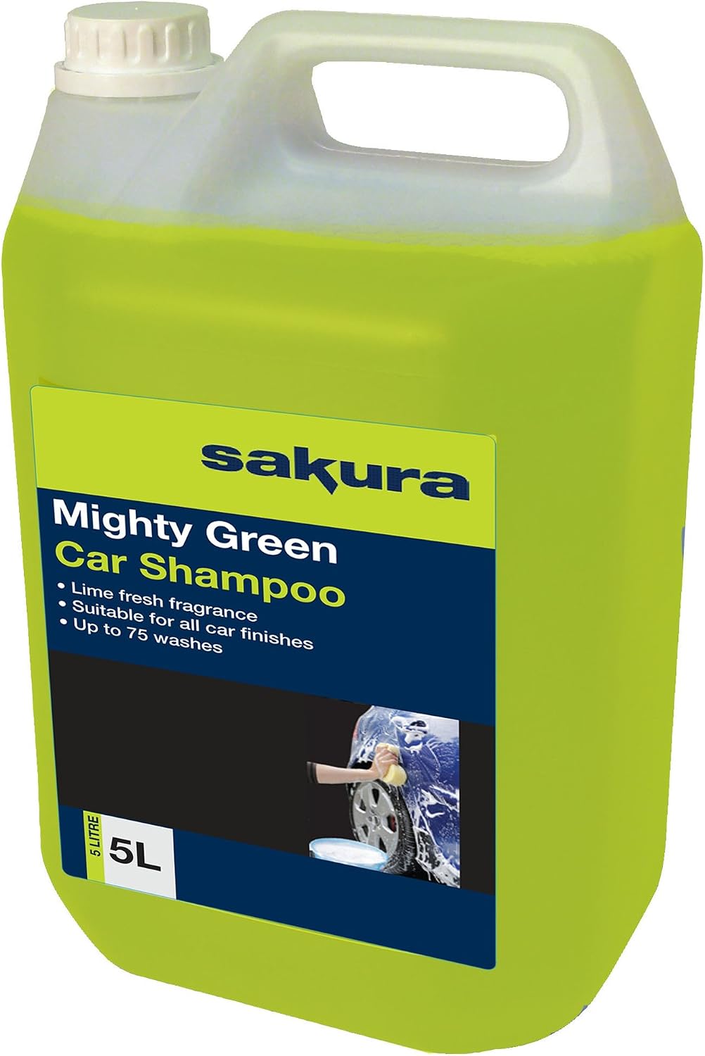 Sakura 5L Mighty Green Car Wash Shampoo SS4619 - For All Vehicle Paint Finishes - 75 Washes (Packaging may vary)