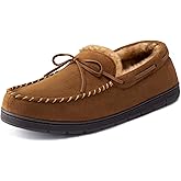 ULTRAIDEAS Men's Luke Moccasin Slippers Memory Foam Cozy House Slippers, Warm Comfy Slippers for Men, Indoor Outdoor Loafer Anti-Slip Home Shoes
