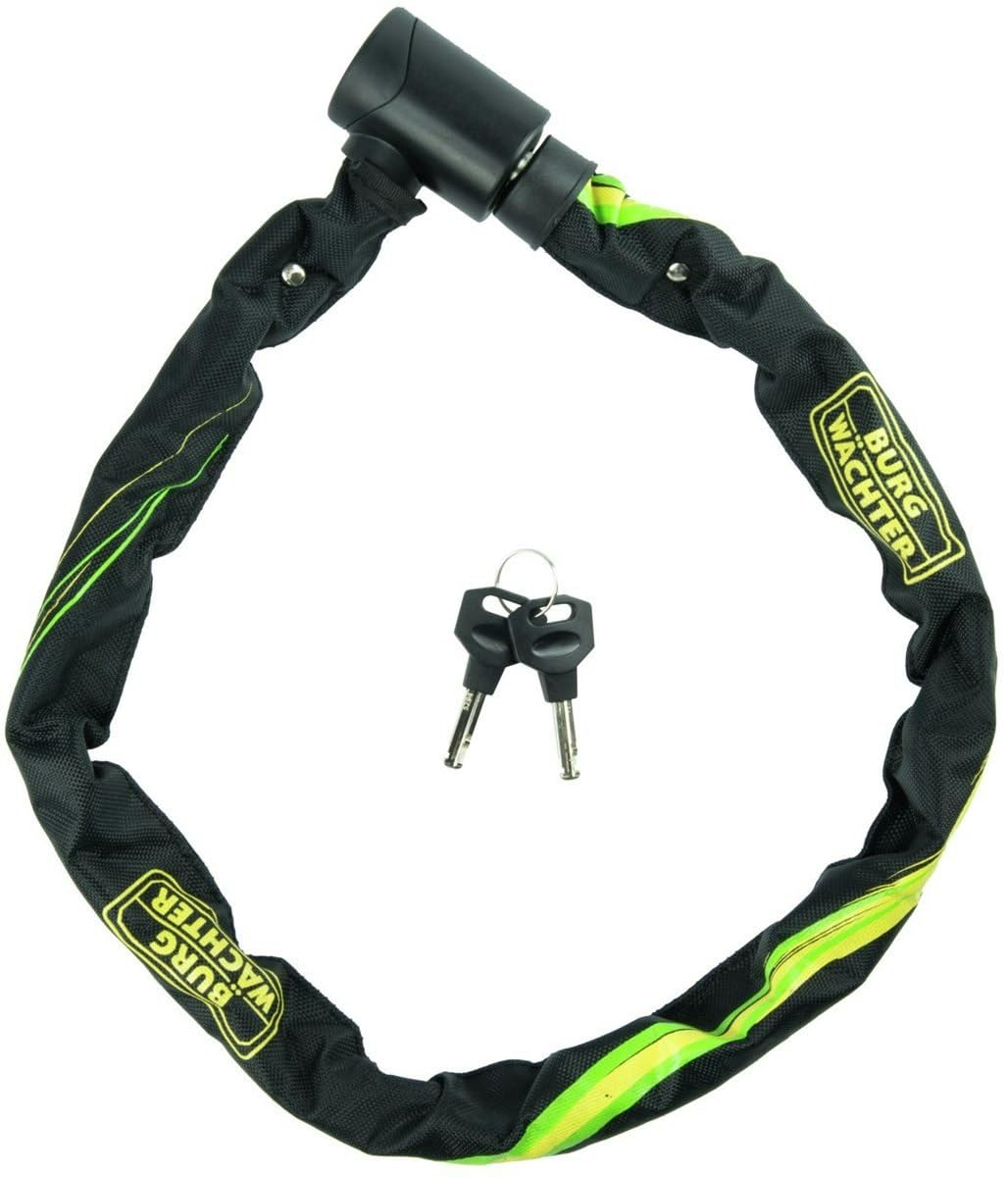 Burg-Wächter Hardened Square Chain With Built-in Cylinder Lock Fabric, 6 mm thick, länge: 90 cm, 2 Keys, 580 90 Colour Black/Green/Yellow