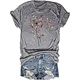 Dandelion Shirts for Women Teen Girls Cute Sunflower Wildflower Flower Lovers Graphic Tees Tops