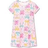Topgal Teen/Little Girls Nightgown - Summer Short Sleeves Trendy Tie-Dye Butterfly Breakfast Nightdress Pajama Size 6-16