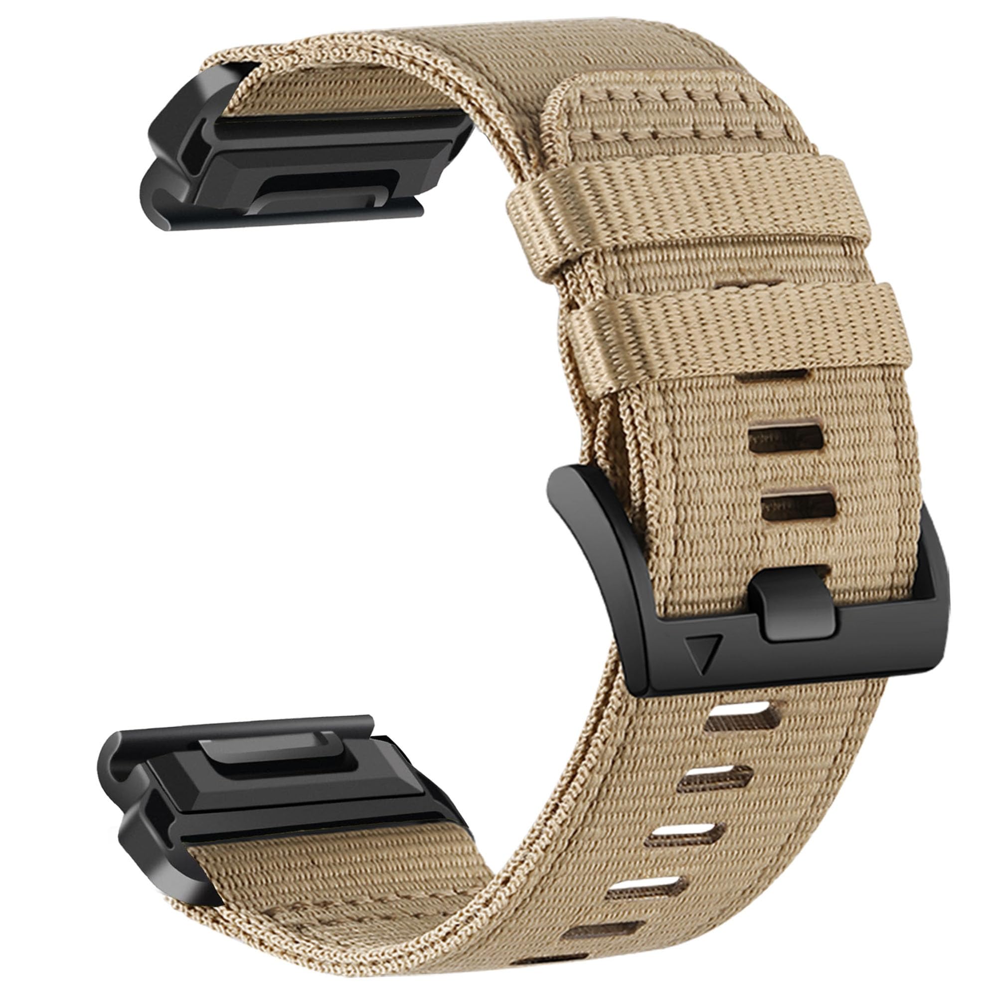 YOOSIDE Nylon Watch Strap for Garmin Fenix 7 / 6 / 5 / epix Pro 47mm, Upgraded Quick Fit 22mm Adjustable Woven Nylon Webbing Sport Wristband with Stainless Steel Clasp (Coyote Tan)