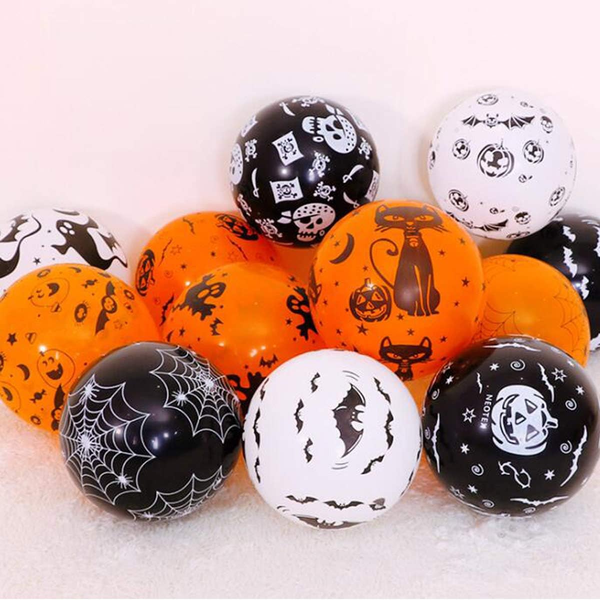 50 Pieces Halloween Latex Balloons - 12 Inch Pumpkin Bat Ghost Skull Specter Spider Web Balloons for Halloween Party Decorations, Trick or Treat Toys, School Classroom Game, Kids Hand Out: Toys & Games