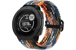 Abanen 22mm Stretchy Solo Loop Watch Bands for Garmin Instinct 2 Solar, Soft Elastic Adjustable Braided Wristband Strap with Adjustable Buckle for Instinct Crossover Solar, Instinct Tactical/Esports