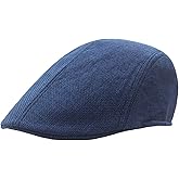 meioro Men's Flat Cap Summer Straw Weave Linen-Like Cotton Newsboy Hats Breathable Gatsby Irish Cabbie Ivy Cap