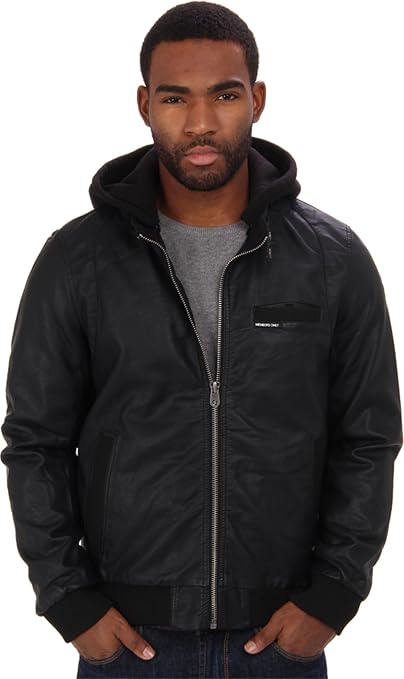 leather hooded jackets mens amazon