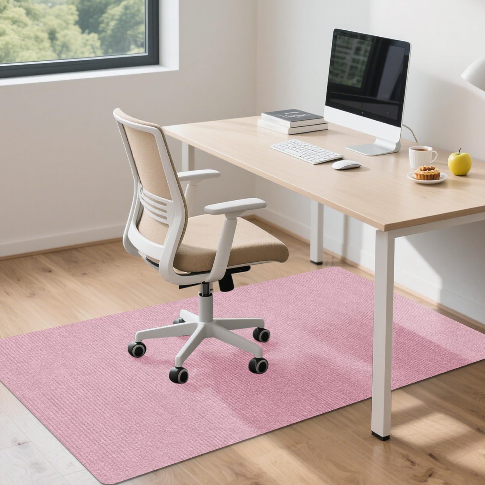Photo 1 of HomeMall Office Chair Mat for Hardwood Floor, 55" x 35" Anti-Slip Mats for Rolling Chair, Large Computer Gaming Chair Mat, Tile Floors Protector for Office Home Gym, Pink