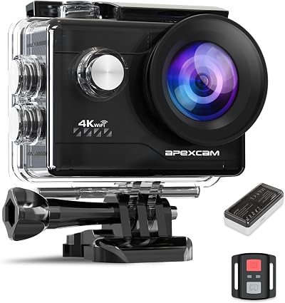Apexcam M80air Action Camera 4K 60FPS 64MP WiFi Sports Underwater 40M EIS Remote