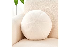Uvvyui Ivory Ball Pillow, 8" Cute Mini Round Throw Pillow Faux Rabbit Fur Room Decorative Throw Pillow, Ball Shaped Pillow Plush Cushion for Couch, Sofa, Bedroom