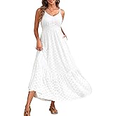 Plus Size Summer Dresses Maxi - Eyelet Sun Boho Beach Casual Long Sundress with Pockets
