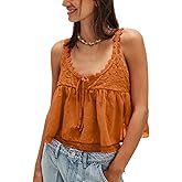 Women Y2K Lace Trim Tank Top Sleeveless Solid Color Tie Up Button Front Crop Top Summer Streetwear Going Out Shirt