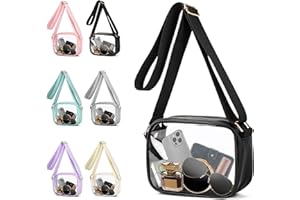 VOROLO Stadium Approved Clear Crossbody Bag,Small See Through Purse Handbag with Adjustable Shoulder Strap for Sports Black
