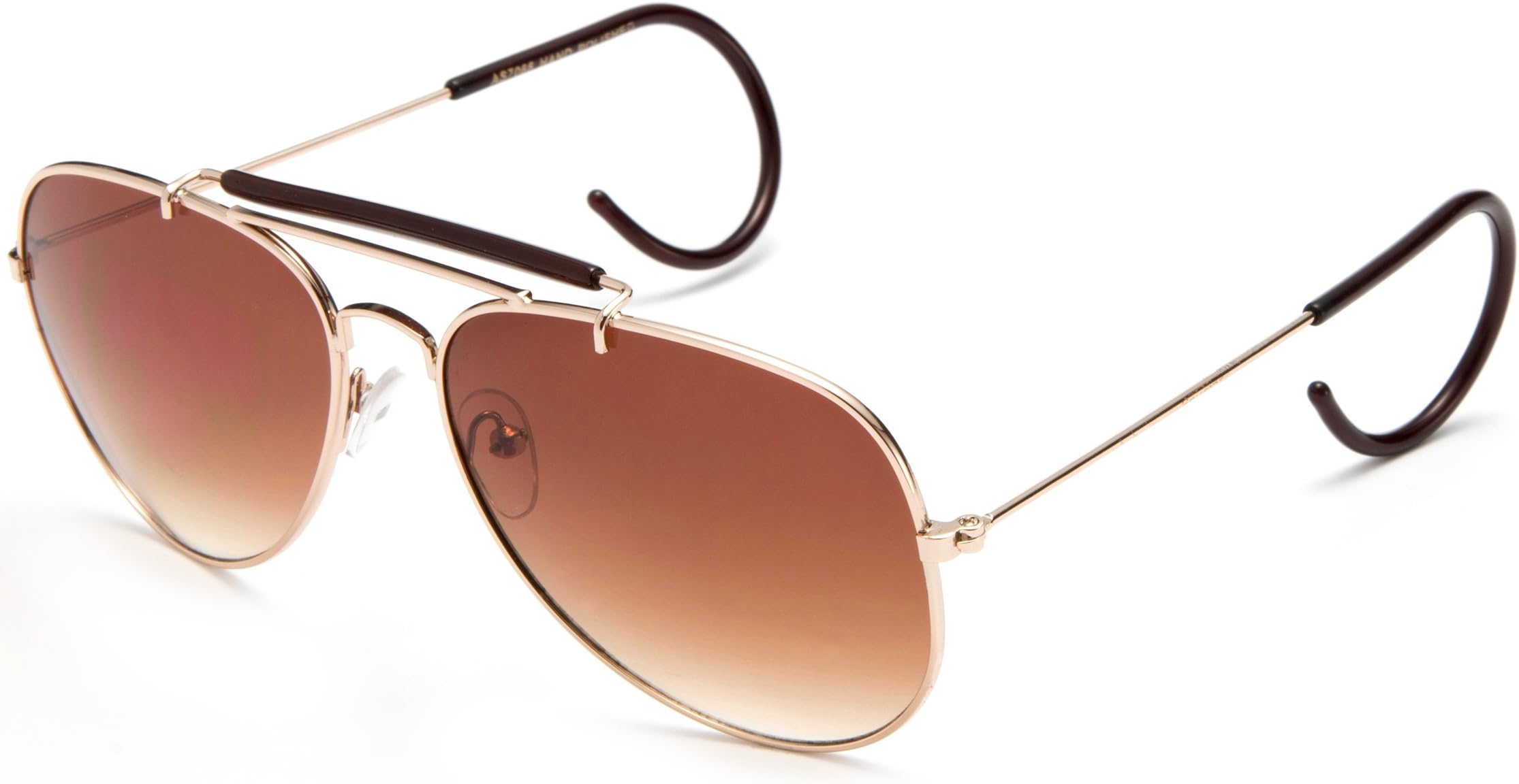 Timeless Classic Aviator Sunglasses with Brow Bar and Cable Wire Wrap Ears Temples Secured Fit