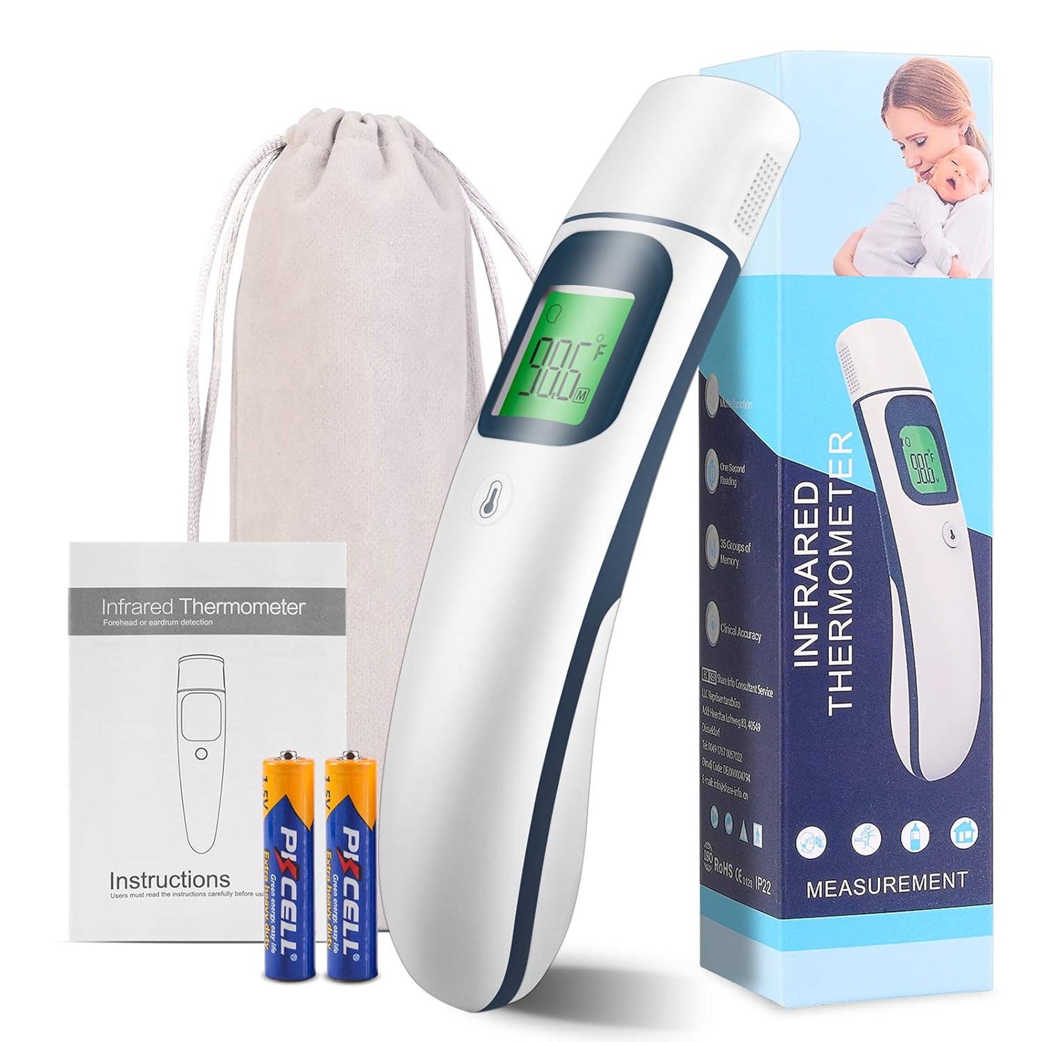Thermometer for Adults No-Touch Forehead Thermometer Infrared Adult Thermometer for Fever Digital Thermometer for Adults Baby Thermometer Indoor Outdoor: Industrial & Scientific