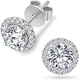 KRKC Moissanite Stud Earrings for Women, 0.5ct-2ct Lab Created Diamond Earring with 14K White Gold Plated S925 Sterling Silver Gift for Girlfriend, Wife