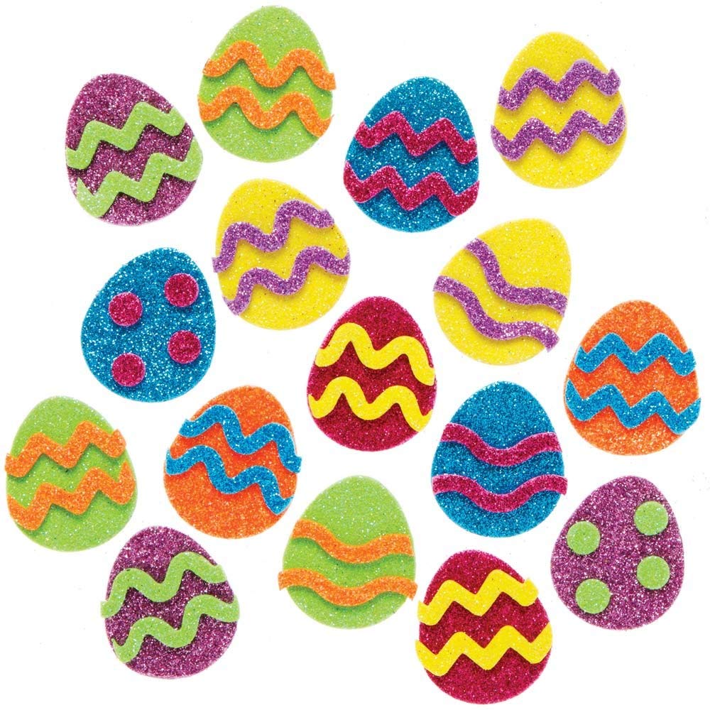 Baker Ross Easter Egg Glitter Stickers - Pack of 100, Easter Crafts Supplies for Kids (AX766), Assorted