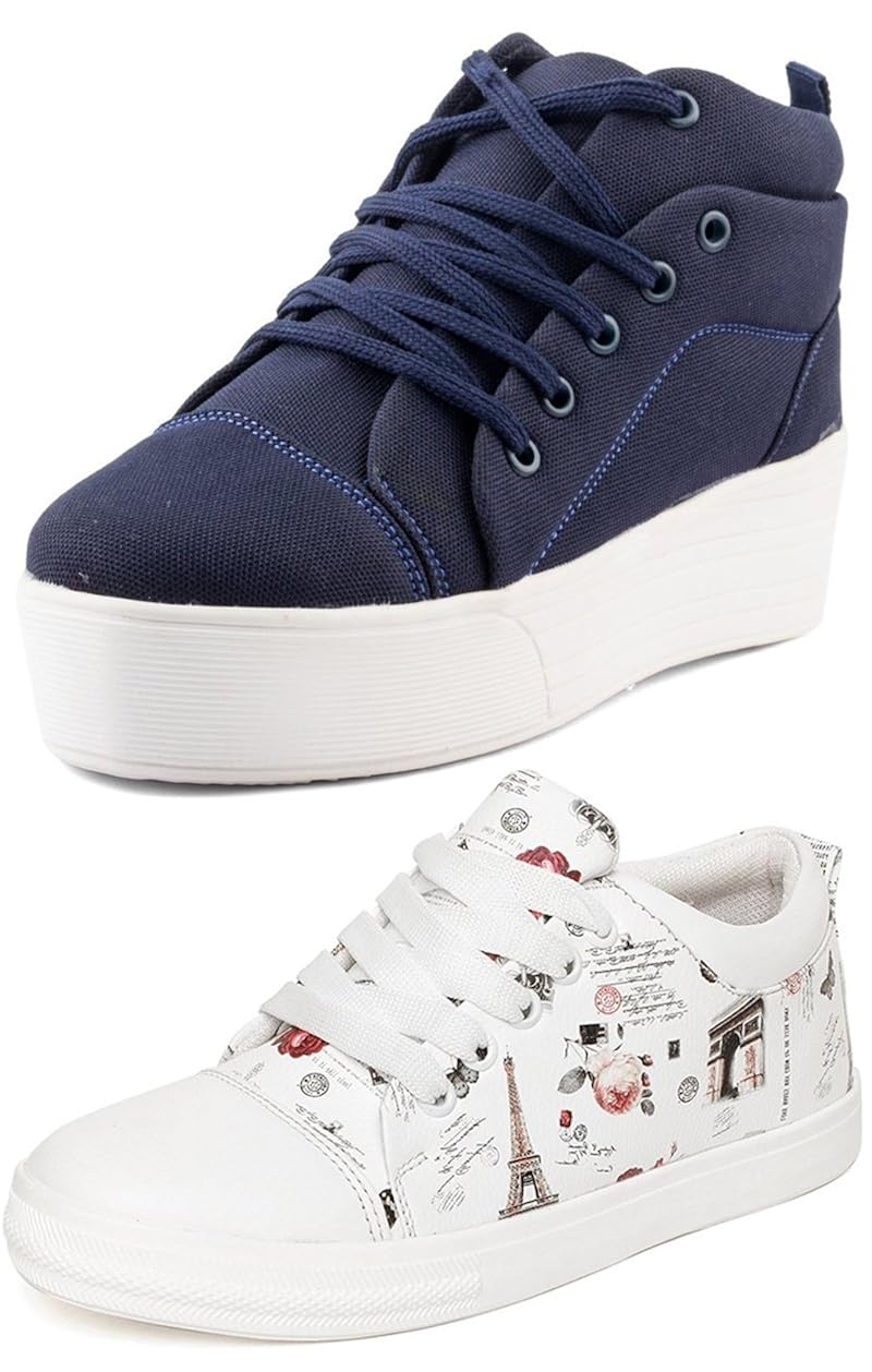 ethics combo pack of 2 premium multi color sneaker shoes for women