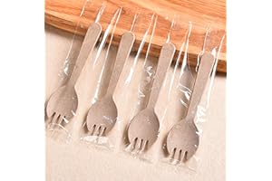 N-KONGJIAN 100PCS Disposable Sporks, Individually Wrapped Durable Strong Plastic Sporks for Desserts Ice Cream Cake for Picnics Restaurant and Party Supply (Wheat Color)