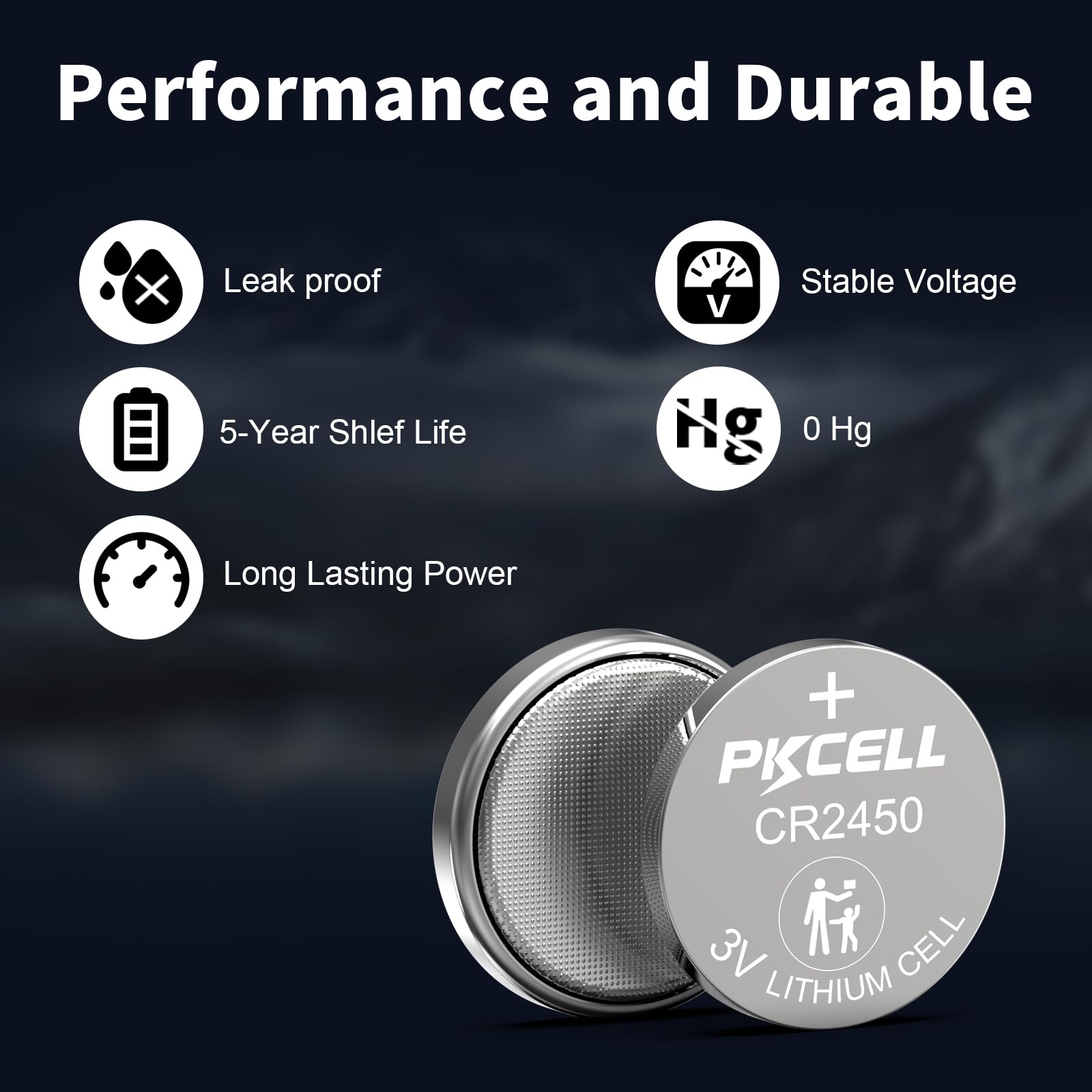 PKCELL 20 Pack CR2450 Battery CR 2450 3V Lithium Battery, 5-Year Shelf Life,High Capacity, Long Lasting Power, Mercury-Free