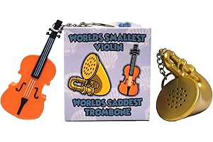 MunnyGrubbers - Original World's Smallest Violin & World's Saddest Trombone Toy Keychain with Playable Sad Sound - Sad Trombone - Mini Tiny Violin Keychain with Sound - Funny Meme - (WSV-V1-1P-WT)