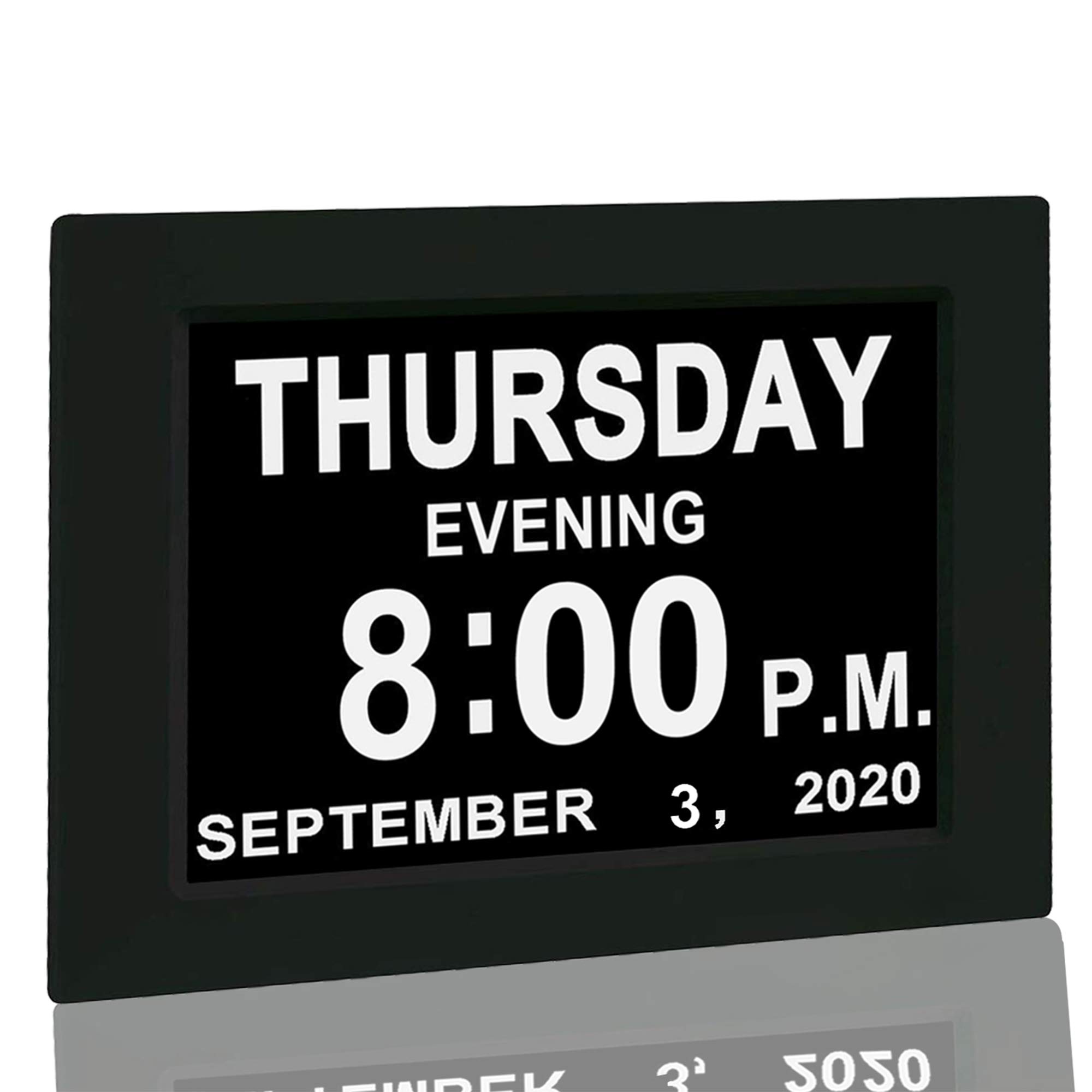 Photo 1 of JALL ?New 2024? Digital Calendar Alarm Day Clock - with 8" Large Screen Display, am pm, Multiple Alarms, for Impaired Vision People, The Aged Seniors, The Dementia, for Desk, Wall Mounted, Black