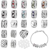 PH PandaHall 20 Pcs Clip Lock Bead Charms Large Hole Beads Clip on Beads with 20 Pcs Silicon Rubber Stopper O-Rings Fit European Style Bracelet for DIY Bracelet Jewelry Making