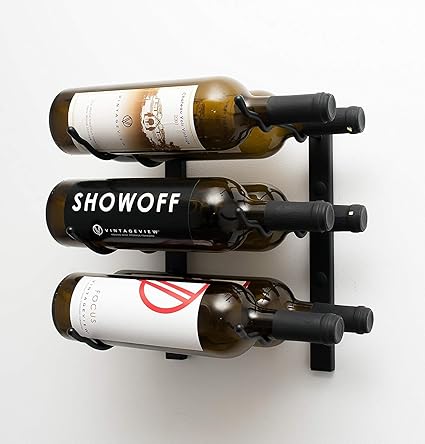 INDIAN DECOR 45288 Wall Series 1 Wall Mounted Metal Wine Rack (315 mm, 6 Bottles, Black)