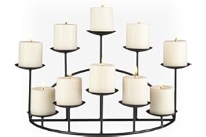 SEI Furniture 10 Candle Wrought Iron Candelabra, Matte Black