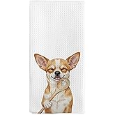 nvucamd Funny Chihuahua Dog Gifts Kitchen Towels, Chihuahua Decor Hand Towels, Cute Chihuahuas Dog Themed Dish Tea Towel for Kitchen Accessories Decor, 16x24 Inch
