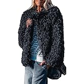 Aoang Women's 2026 Winter Coats Fleece Cropped Jacket Faux Fur Long Sleeve Shaggy Warm Outerwear Fall Clothes