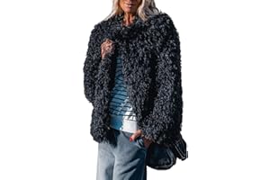 Aoang Women's 2025 Winter Coats Fleece Cropped Jacket Faux Fur Long Sleeve Shaggy Warm Outerwear Fall Clothes