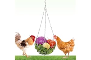 SYMDROMIA Chicken Feeder, Chicken Toys, Metal Hanging Feeding Vegetable Fruits Basket, Chicken Coop Accessories, for Chicken Hens Duck Rabbit