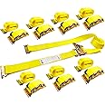 KJE 8 Pack E-Track Ratchet Straps, Heavy Duty 2" x20' Cargo Tie-Downs, 4500LBS Breaking Strength, Standard E Track Fitting Tie Down Ratcheting Strap for Cargo Vans, Trucks, Trailers