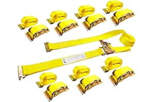KJE 8 Pack E-Track Ratchet Straps, Heavy Duty 2" x20' Cargo Tie-Downs, 4500LBS Breaking Strength, Standard E Track Fitting Tie Down Ratcheting Strap for Cargo Vans, Trucks, Trailers