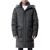 UIQUR Mens Extra Long Winter Jacket Puffer Winter Coats Thicken Warm Insulated Water Resistant Parka