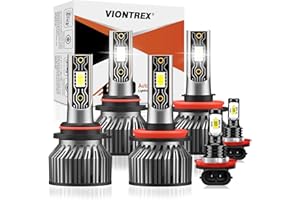 VIONTREX Compatible for 2007 2008 2009 2010 2011 2012 2013 2014 Toyota Camry Light Bulbs,9005 High Beam H8/H9/H11 Low Beam H11 Fog Lights 6000K White Light Combo Kit, Plug-N-Play,Powersports Bulbs,6-Pack
