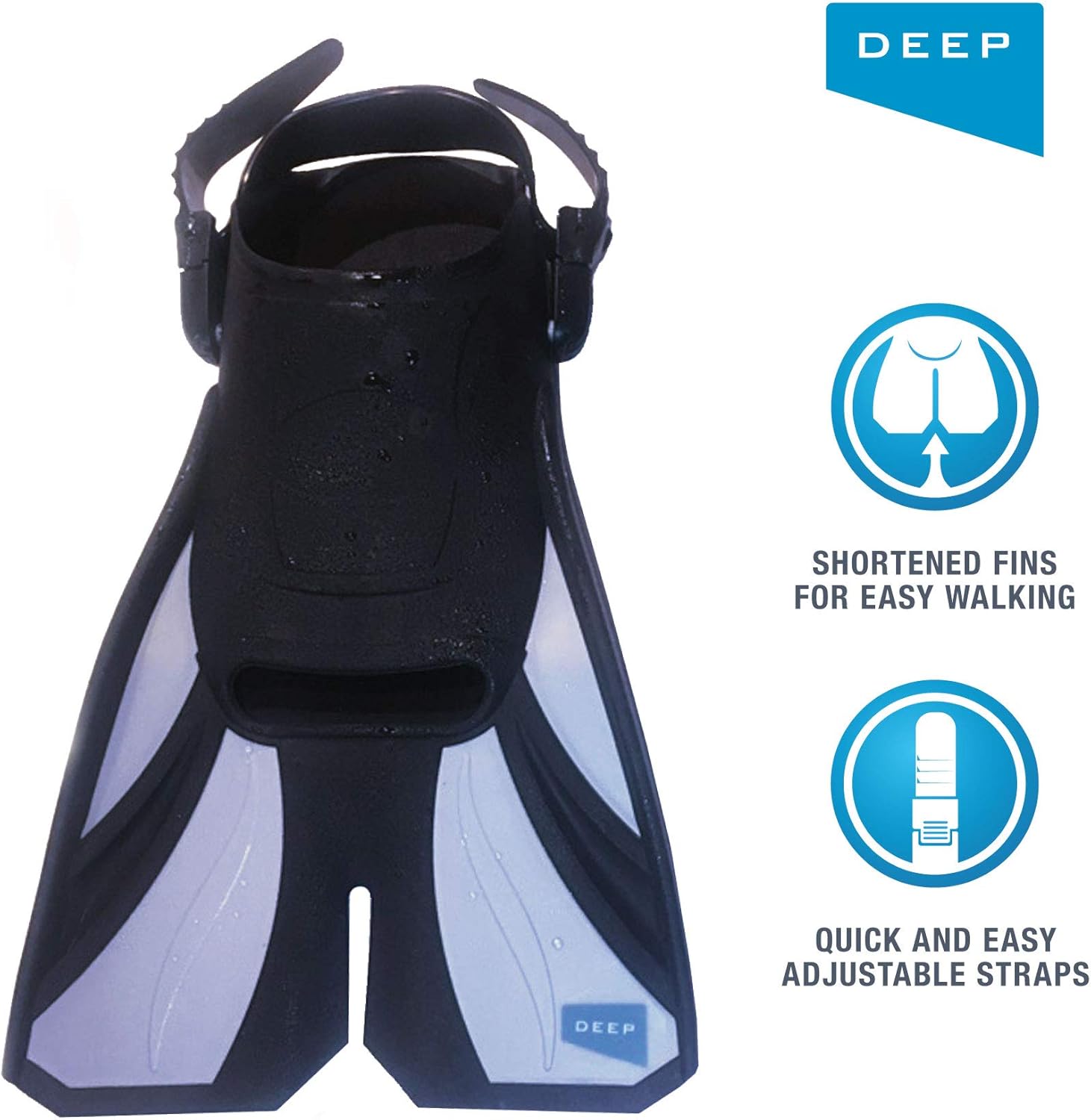 Deep Swim Fins Designed for Pool Swimming, Training or Snorkeling | Dive Size Large & Medium | Men or Women : Sports & Outdoors