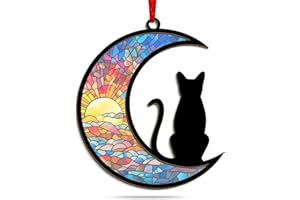 AXIARA Christmas Ornaments Gifts for Cat Lovers - Double-Layered Christmas Ornament for Tree Decorations - Black Cat Lover Gifts for Women Men Friend, Xmas Birthday Gift for Pet Lovers Memorial Decor