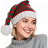 OCTEEN Striped Knitted Santa Hat Red Christmas Cap Xmas Party Beanie Hats For Adults Women Men