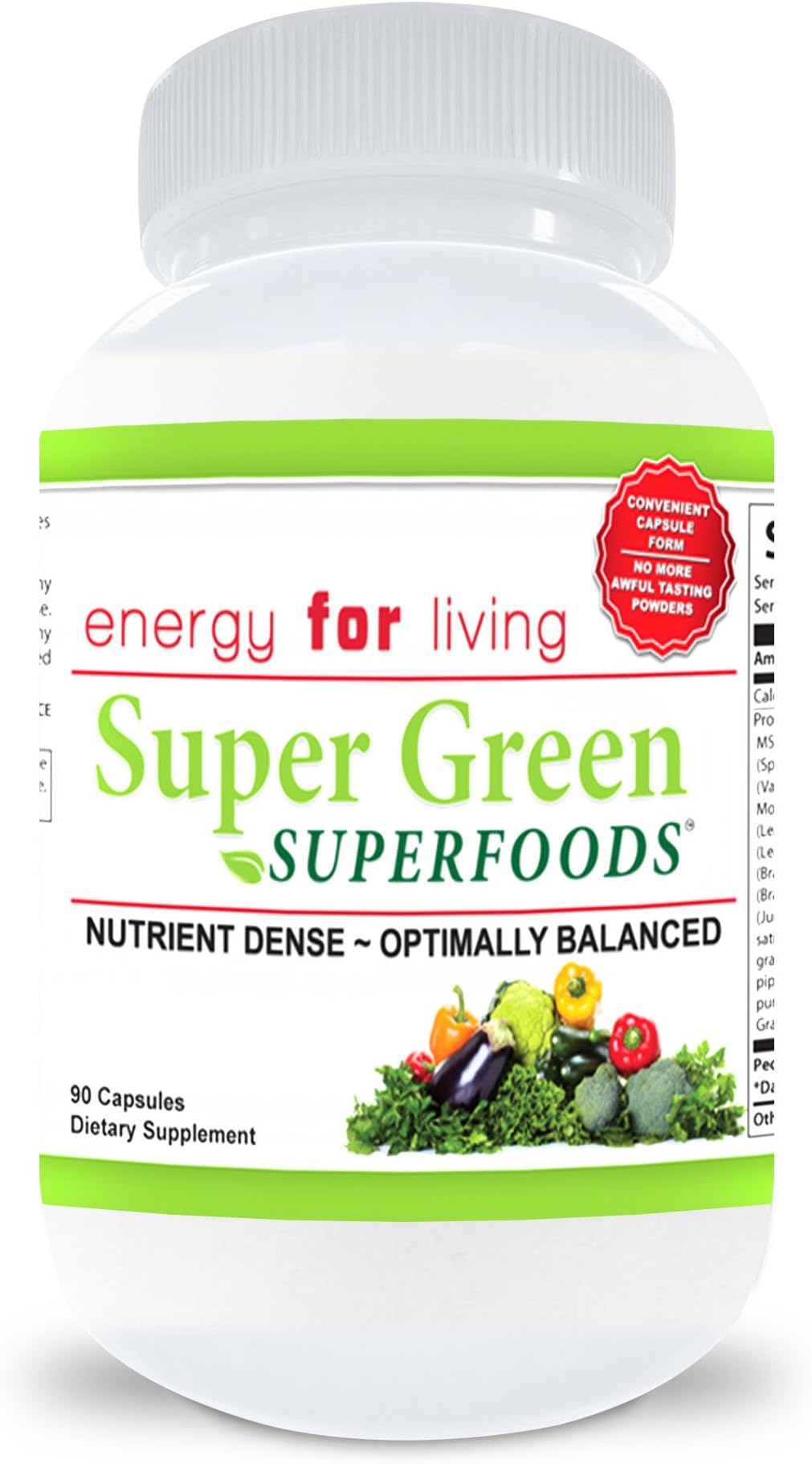 Super Green Superfoods - Anti Aging Superfoods, Younger Skin, Increased Energy, Powerful Antioxidant - Great For Seniors And All Ages - Supplement Your Superfoods Diet - High Quality Green Superfood, Algae Chlorella, Spirulina, WheatGrass, Alfalfa - Essential Herbs, Berries & Citrus - 100% Guaranteed Made in the USA