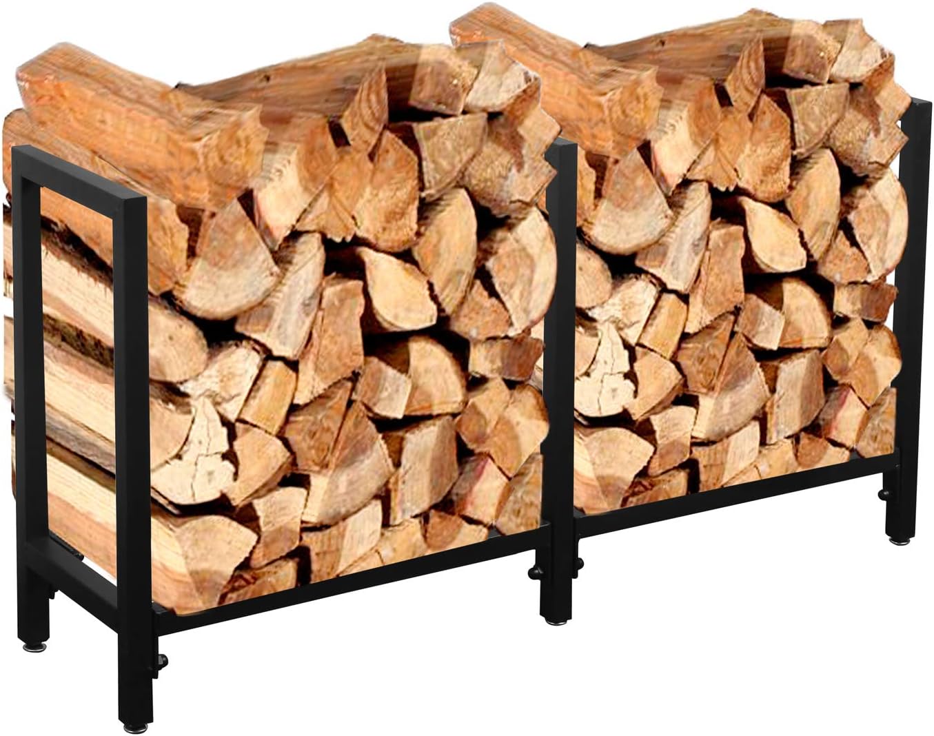 Ucared Firewood Racks Heavy Duty Log Rack 47 Inch Indoor/Outdoor Fire Wood Storage Black Steel Firewood Log Holder