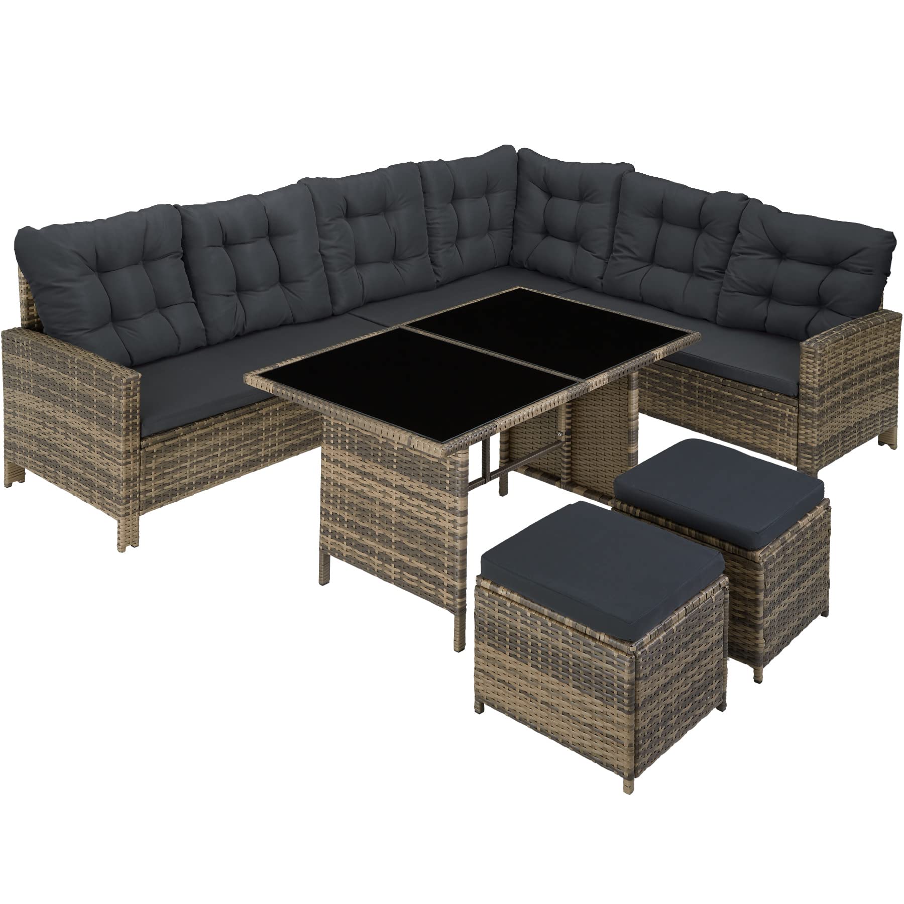 tectake-800824-Conjunto-de-ratan-Sofa-de-Esquina-para-jardin-Mueble-de-Exterior-para-terraza-con-Mesa-y-Cojines