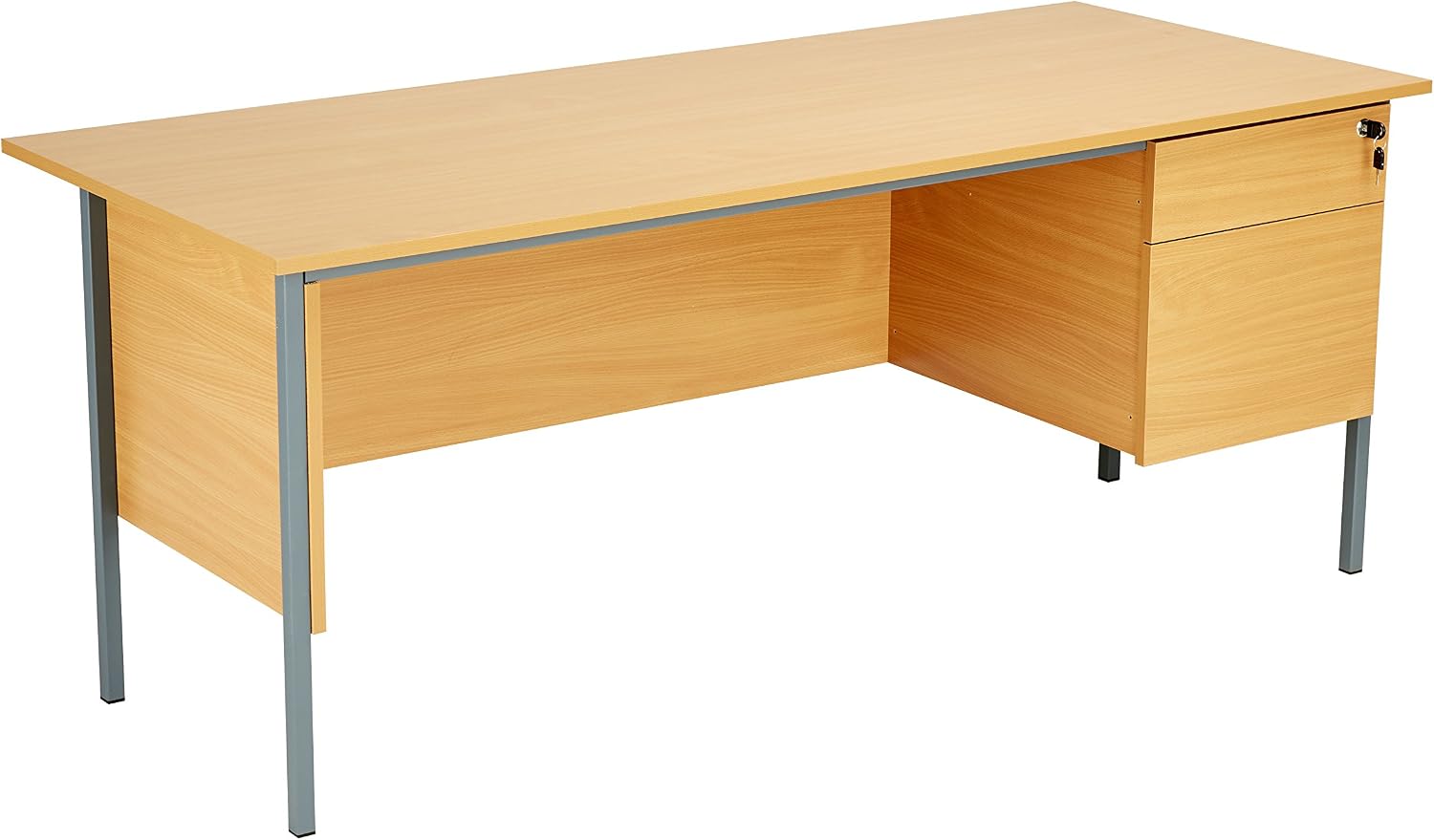 Office Hippo Eco 18 Desk with Two Drawer Pedestal, Beech, 180 cm x 75 cm - Image 4