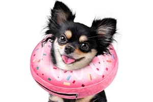 Didopet Inflatable Dog Pillow Cone Collar After Surgery, Donut Soft Neck Cone for Chihuahua Pomeranian Small Dogs, etc, Recovery E Collar to Stop Licking Pink