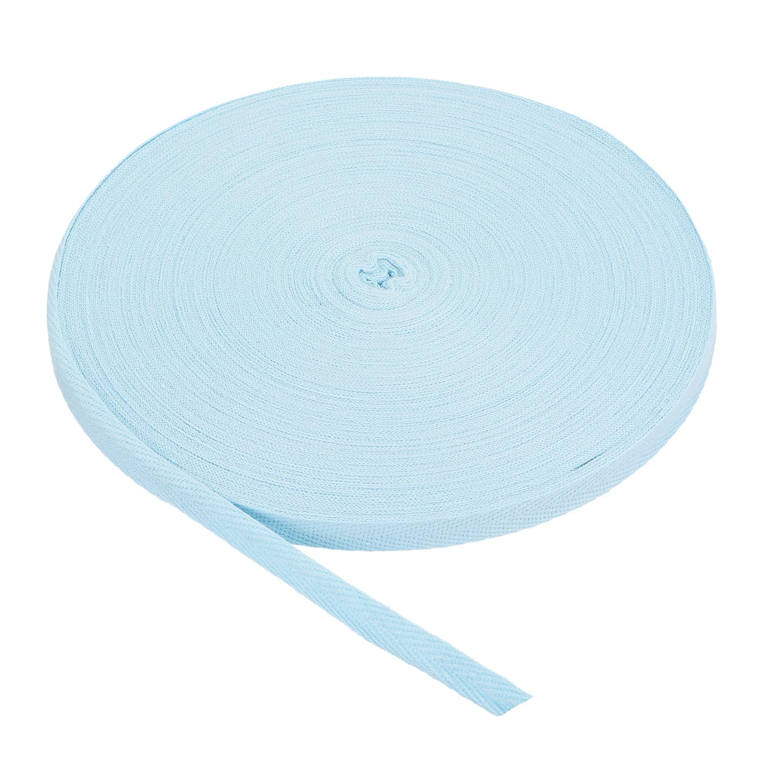 PATIKIL Cotton Twill Tape 10mm(3/8 Inch) 50 Yards Cotton Ribbon Bias Binding Tape Herringbone Webbing Trim for Sewing Gift Wrapping Craft DIY Pastel Blue - 45m