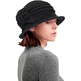 XuoAz Womens Winter Hat 1920s Wool Cloche Hat for Women Ladies Crushable