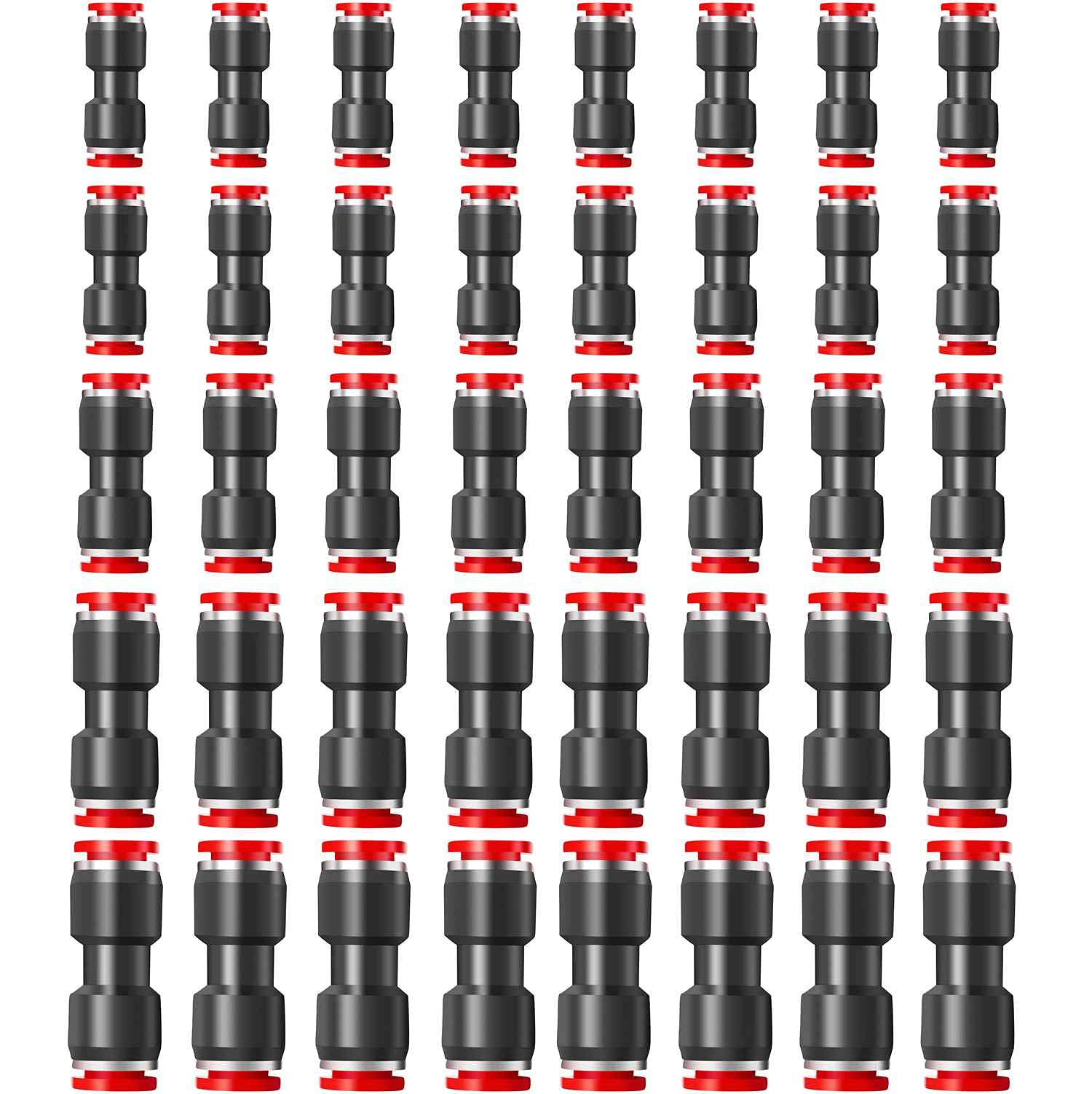Pronese 50 Pcs Quick Release Plastic Pneumatic Air Line Fittings, 4/6/8/10/12mm Straight Push Connectors for 5/32 1/4 5/16 3/8 1/2 Tube,2-Way Push to Connect Fittings Kit