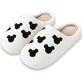 QBRIUQZP Bow Slippers for Women & Men - Floral Memory Foam Plush Slippers, Cute Cartoon Design, Warm Fluffy Fur Lined, Indoor Outdoor House Home Bedroom Shoes