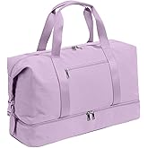 Oeihuivt Weekender Bags for Women - 21 Inch Large Travel Duffel Bag 2-Piece Set with Shoe Compartment, Heavy-Duty Canvas Leather Carry On Overnight Tote